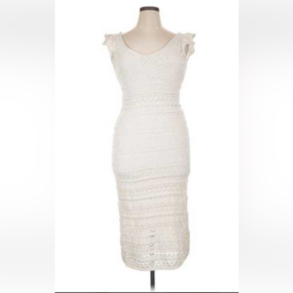 Elegant Strapless White Lace Midi Dress